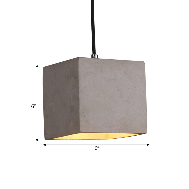 Kit di luce a sospensione cubo a 1 testa lampada a soffitto a sospensione di cemento grigio per corridoio per corridoio