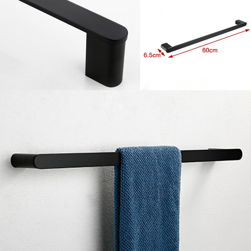 Minimalism Black Bathroom Accessory Set Contemporary Style Metal Towel Bar