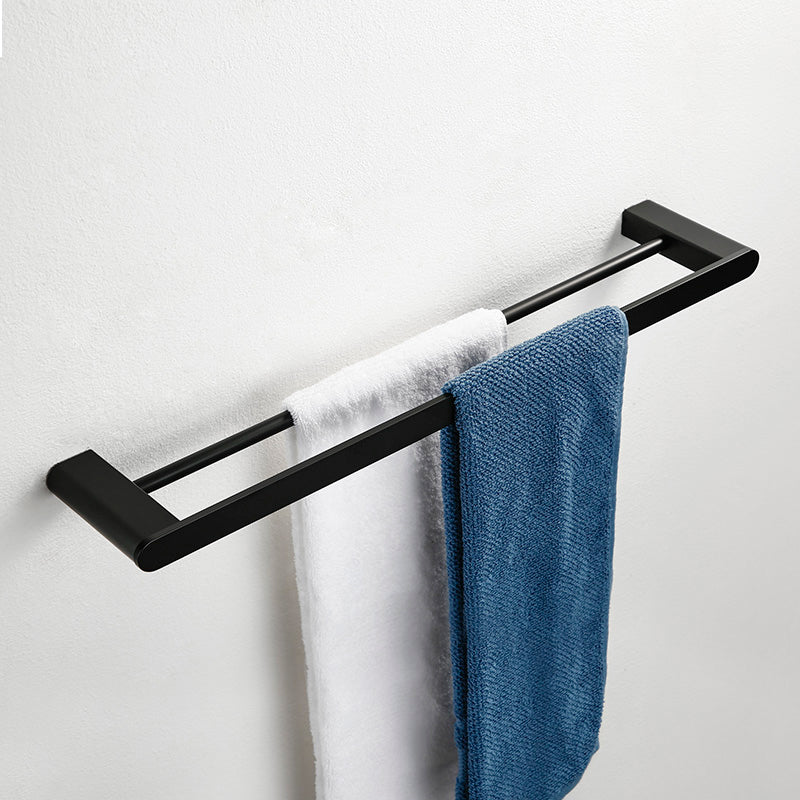 Minimalism Black Bathroom Accessory Set Contemporary Style Metal Towel Bar