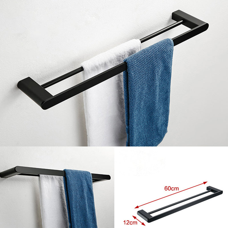 Minimalism Black Bathroom Accessory Set Contemporary Style Metal Towel Bar