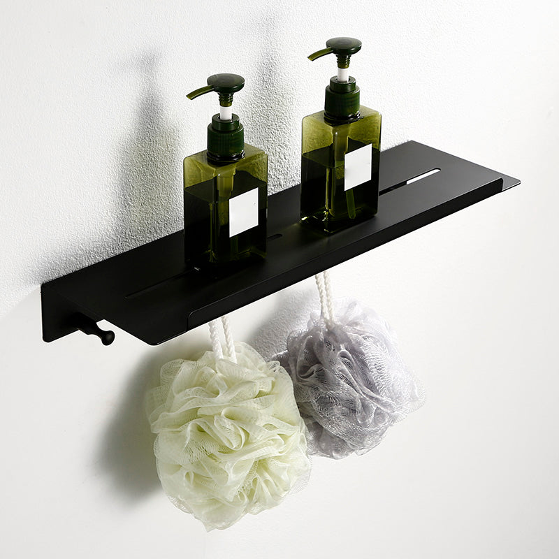 Minimalism Black Bathroom Accessory Set Contemporary Style Metal Towel Bar