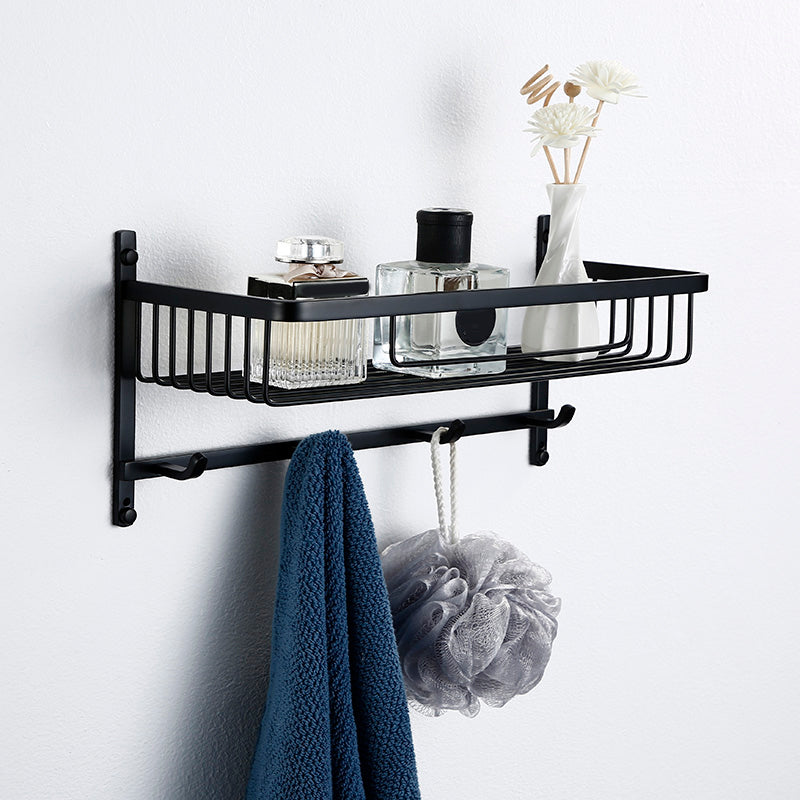 Minimalism Black Bathroom Accessory Set Contemporary Style Metal Towel Bar