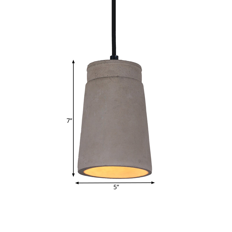 Grey 1 Bulb Hanging Lighting Industrial Cement Cylindrical Ceiling Pendant Lamp for Bedroom