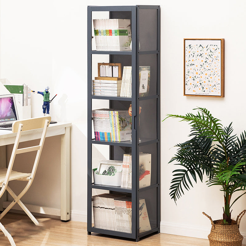 Modern Lacquered Accent Cabinet, Gray Rectangle Cabinet with Shelves