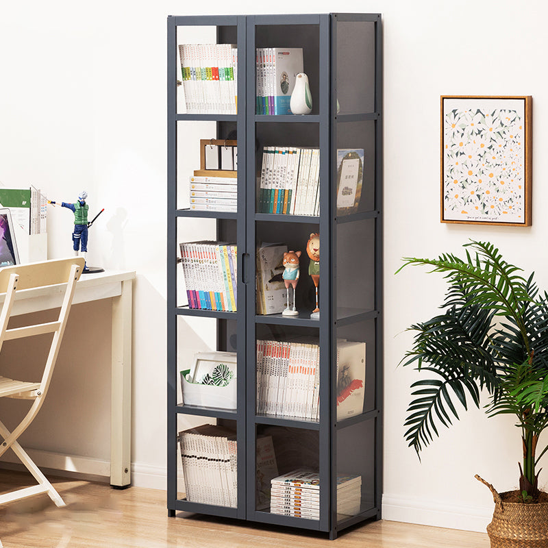 Modern Lacquered Accent Cabinet, Gray Rectangle Cabinet with Shelves