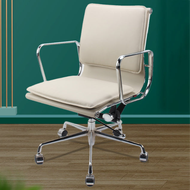 Contemporary Fixed Arms Task Chair White Desk Chair for Office