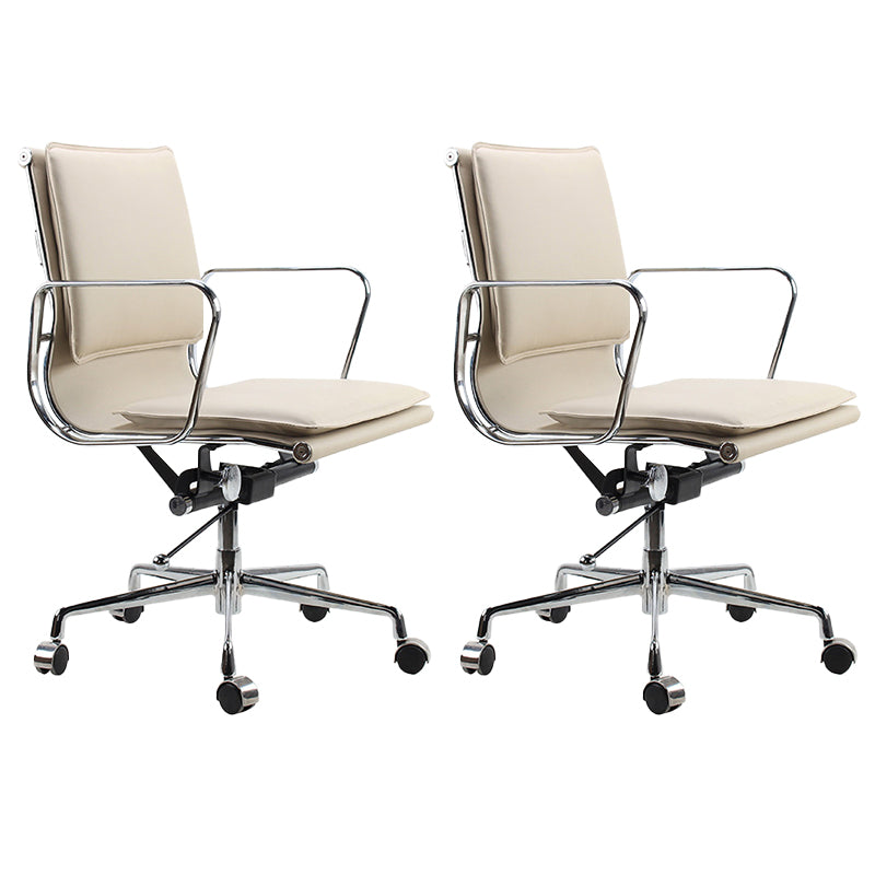 Contemporary Fixed Arms Task Chair White Desk Chair for Office