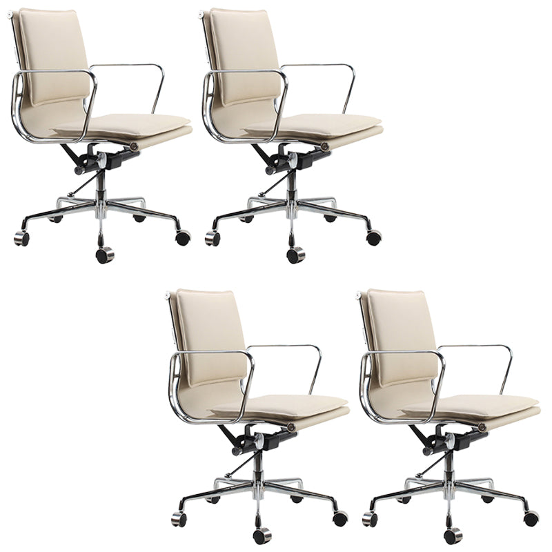 Contemporary Fixed Arms Task Chair White Desk Chair for Office