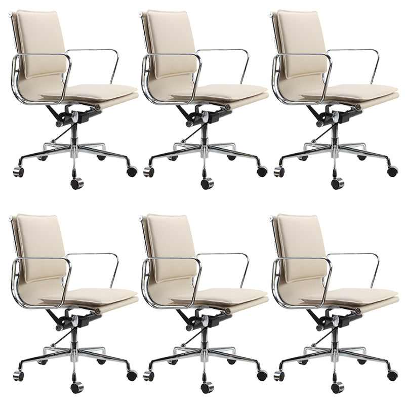 Contemporary Fixed Arms Task Chair White Desk Chair for Office