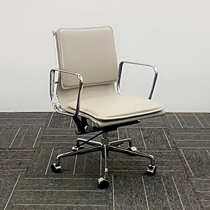 Contemporary Fixed Arms Task Chair White Desk Chair for Office