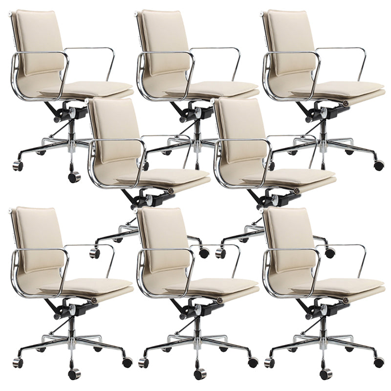 Contemporary Fixed Arms Task Chair White Desk Chair for Office