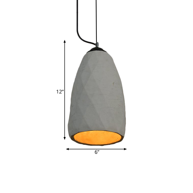 Vintage Dome/Oval Deckenleuchte 1-Lichtzement Mini Hanging Anhängerlampe in Grau, 6 "/10" Breite