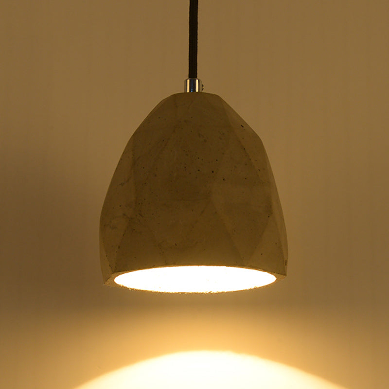 1-Bulb Cement Pendant Lighting Industrial-Style Grey Dome Restaurant Hanging Lamp Kit