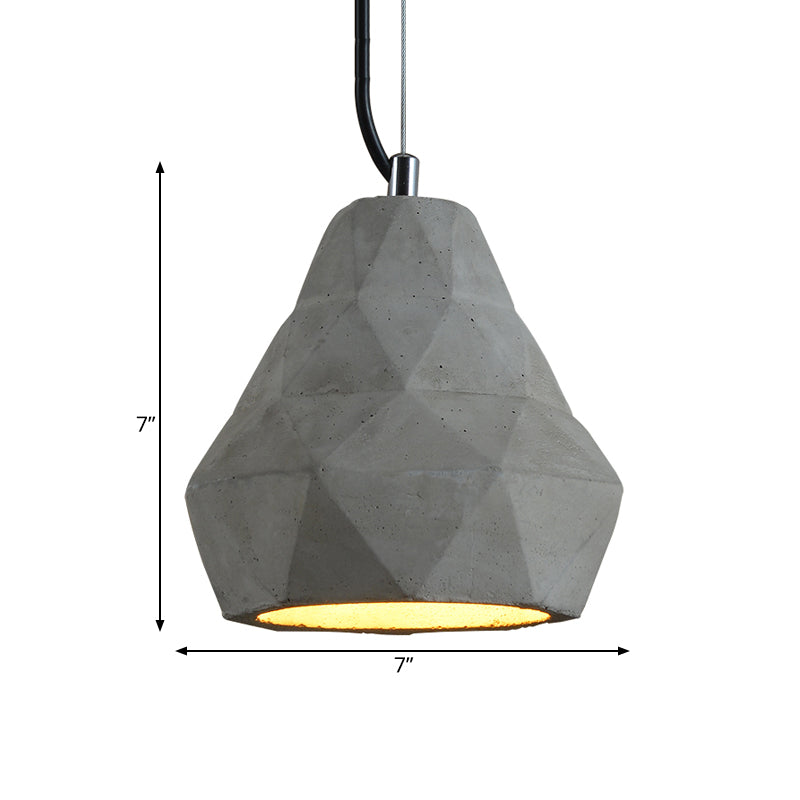 7 "/10" W 1 Light Mini a sospensione leggera Lampada al soffitto del ristorante anticato con tonalità di cemento geometria in grigio