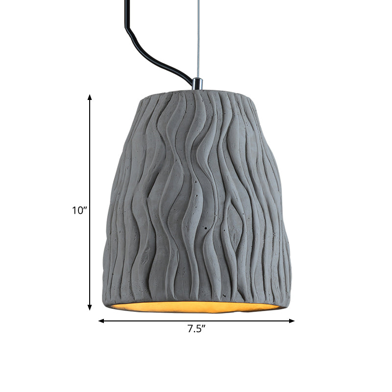 Grey Dome Ceiling Light Vintage Cement 1 Head Coffee House Hanging Lamp Fixture, 6"/10" Wide