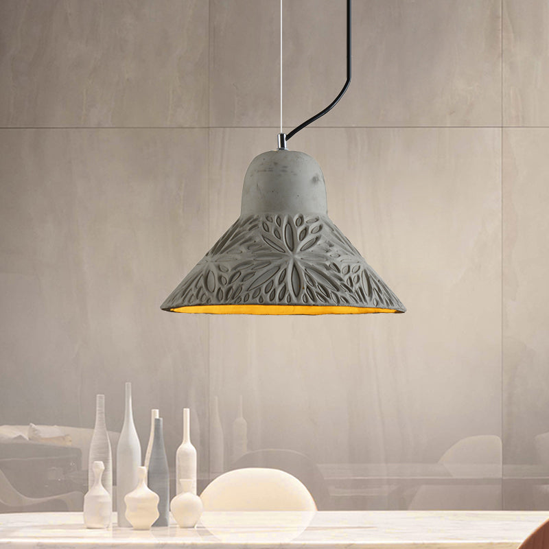 Cup/Conic Cement Hanglight Antiqued 1 Bulb 8 "/12" Breedte Restaurant plafond hanglamp in grijs