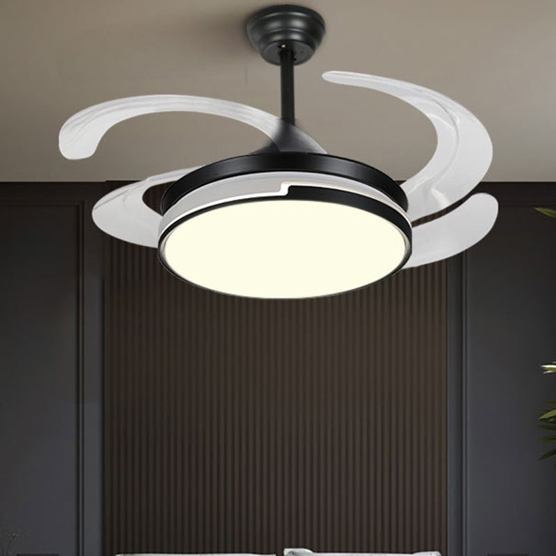 Round Shape Metal Ceiling Fans Modern Style 1 Light Flush Ceiling Fan in Black