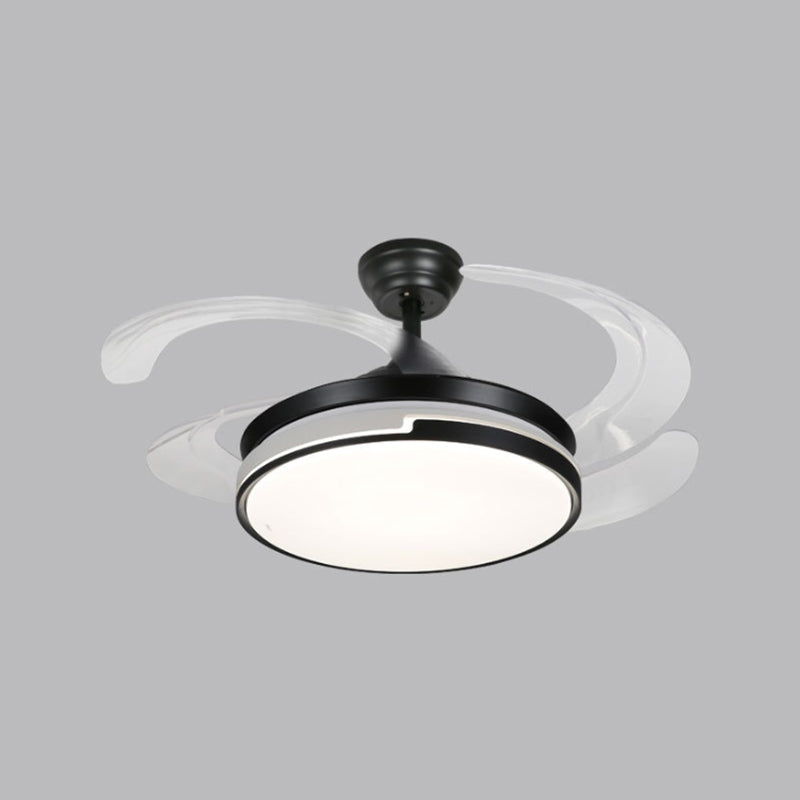 Round Shape Metal Ceiling Fans Modern Style 1 Light Flush Ceiling Fan in Black