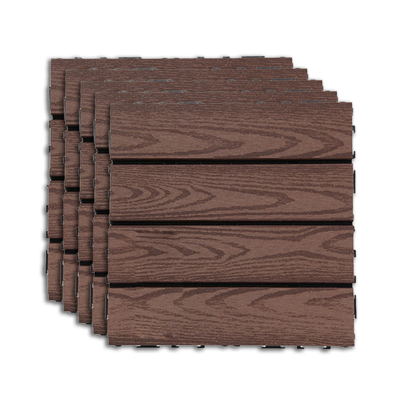 Outdoor Deck Tiles Striped Detail Composite Snapping Wooden Deck Tiles