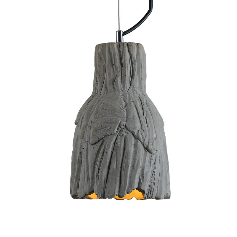 Industrial-Style Barn/Domed Ceiling Light 1 Light Cement Hanging Pendant Lamp in Grey, 6"/12" Wide