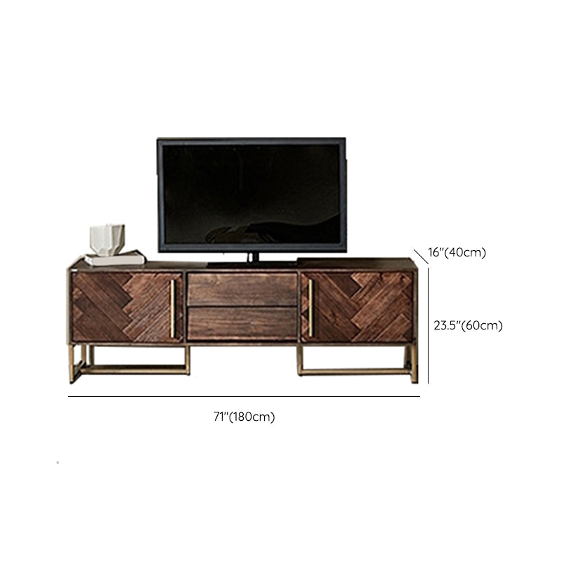 Glam TV Stand Console Solid Wood TV Media Stand with 2 Drawers