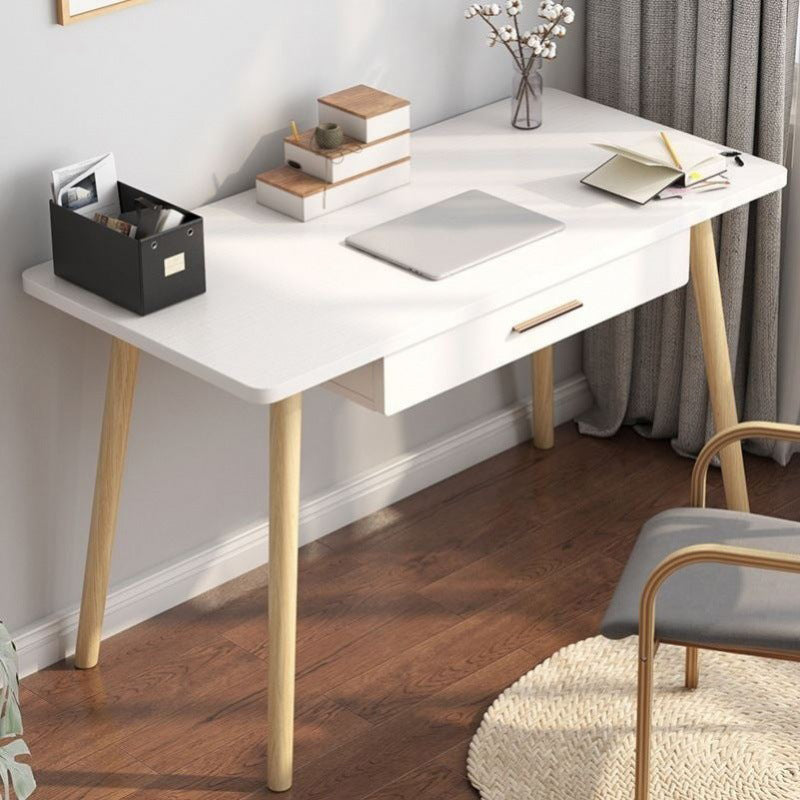 Rectangular Shaped Office Desk Reversible Natural/White Writing Desk with 1 Drawer