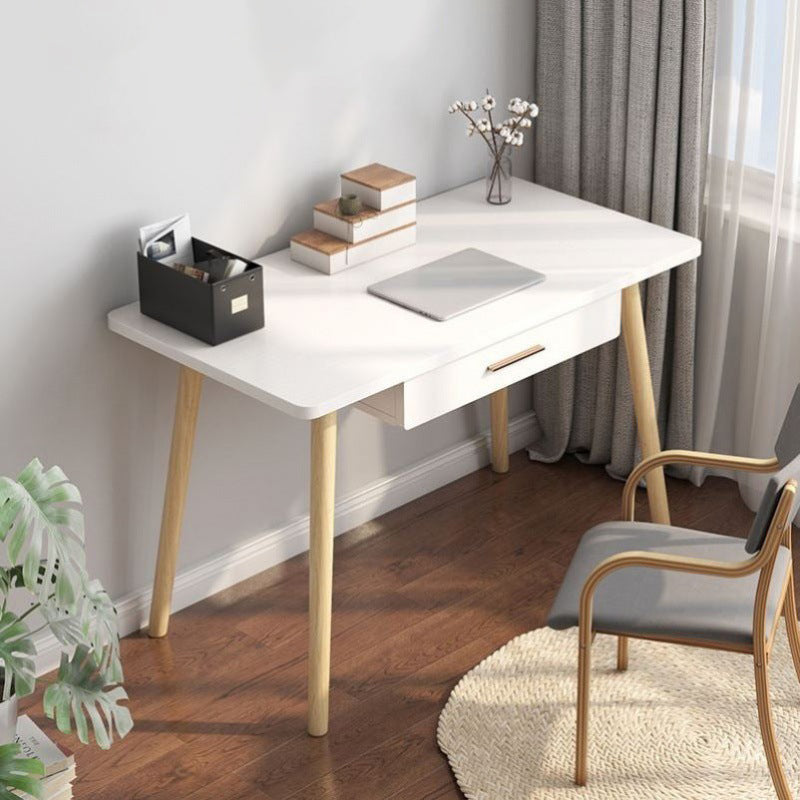 Rectangular Shaped Office Desk Reversible Natural/White Writing Desk with 1 Drawer