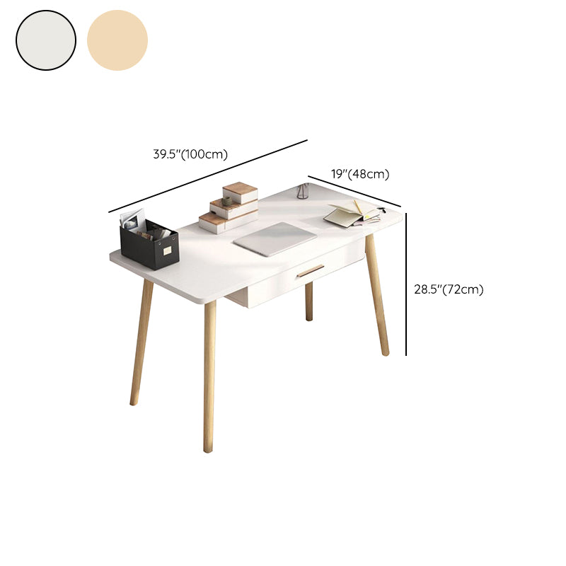 Rectangular Shaped Office Desk Reversible Natural/White Writing Desk with 1 Drawer