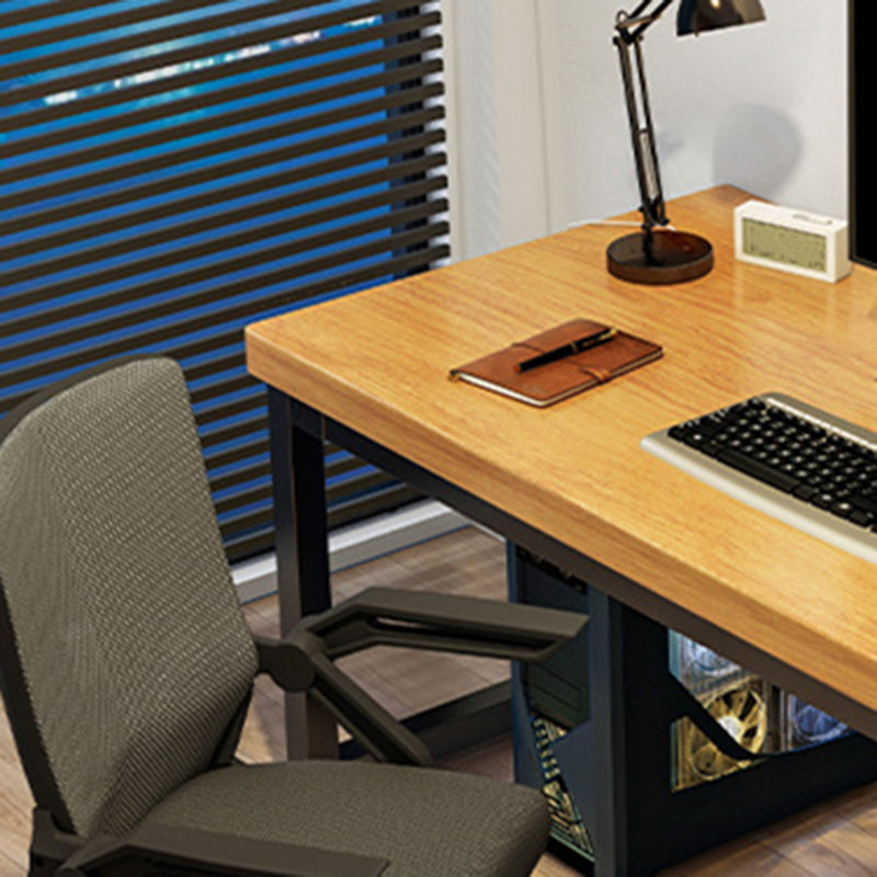 Rectangular Shaped Office Desk Reversible in Natural Writing Desk for Office