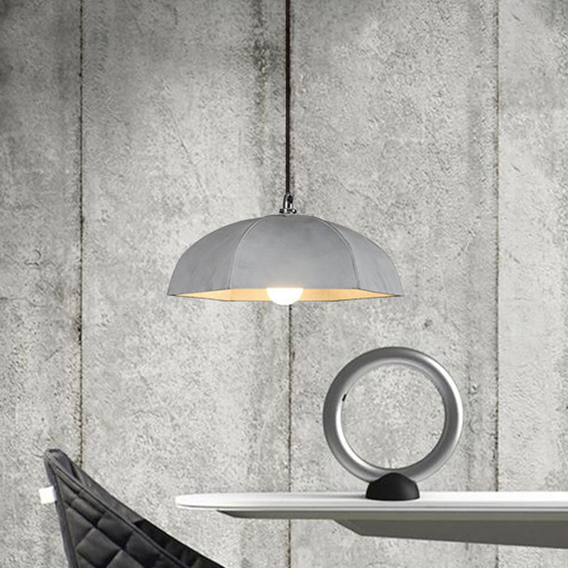 1 Bulb Umbrella Pendant Lighting Vintage Grey Cement Hanging Ceiling Lamp for Restaurant