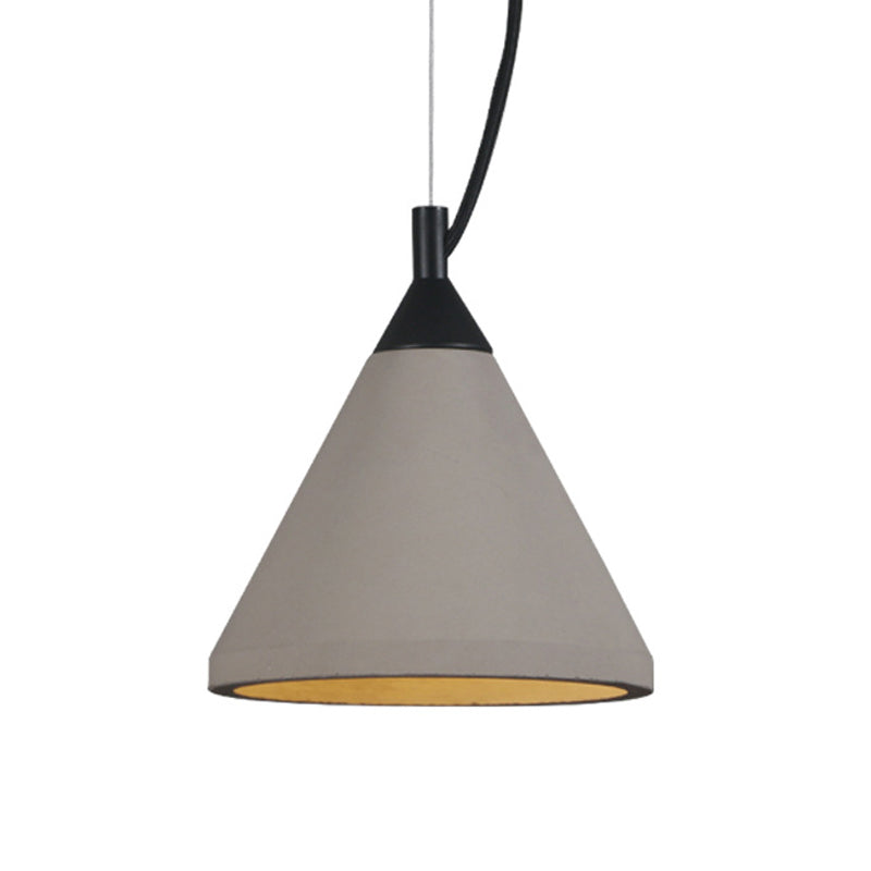 1 Bulb Ceiling Pendant Light Antiqued Restaurant Hanging Lamp with Cone Cement Shade in Grey
