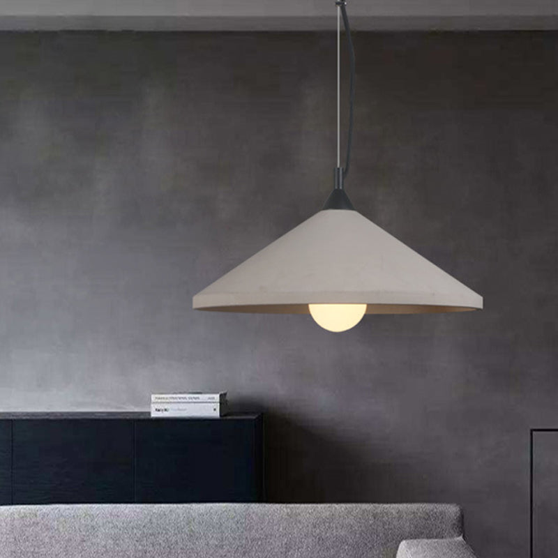 Industrial-Style Wide Flare Pendant Lamp 1 Head Cement Hanging Ceiling Light in Grey