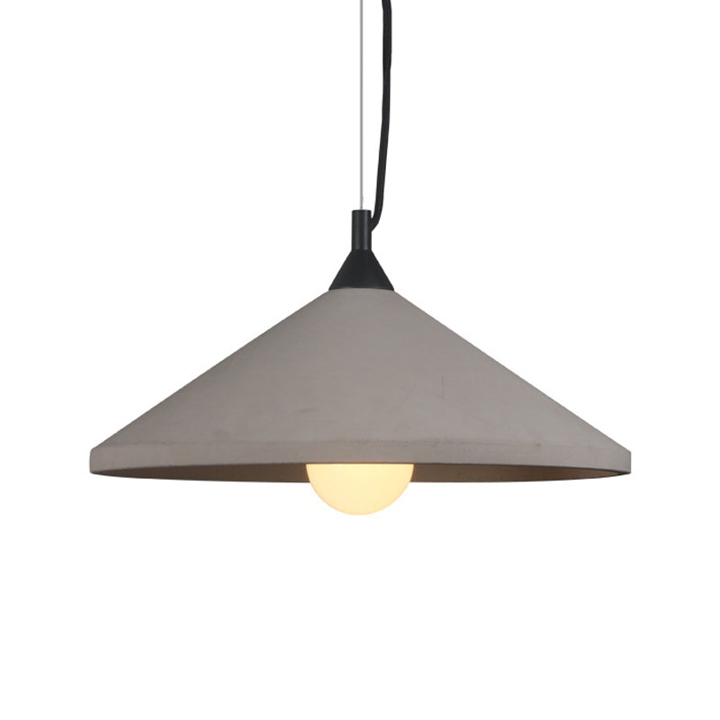 Industrial-Style Wide Flare Pendant Lamp 1 Head Cement Hanging Ceiling Light in Grey