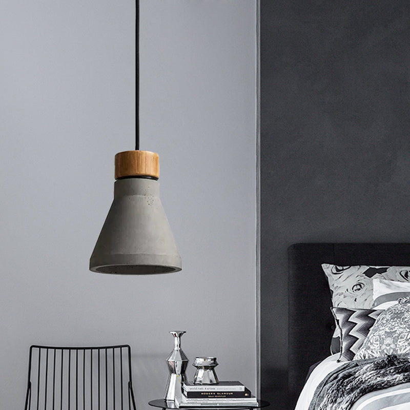 Ciment Fared Pendant Plafond Light Vintage 1-Head Bedroom suspendu la lampe suspendue en gris / gris et marron