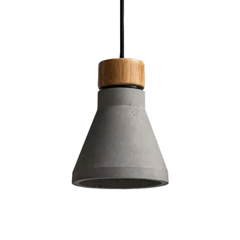 Cement Flared Pendant Ceiling Light Vintage 1-Head Bedroom Hanging Lamp Kit in Grey/Grey and Brown