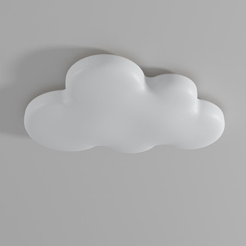 Kids Flush Mount Cloud Metal Ceiling Mounted Fixture in White for Bedroom