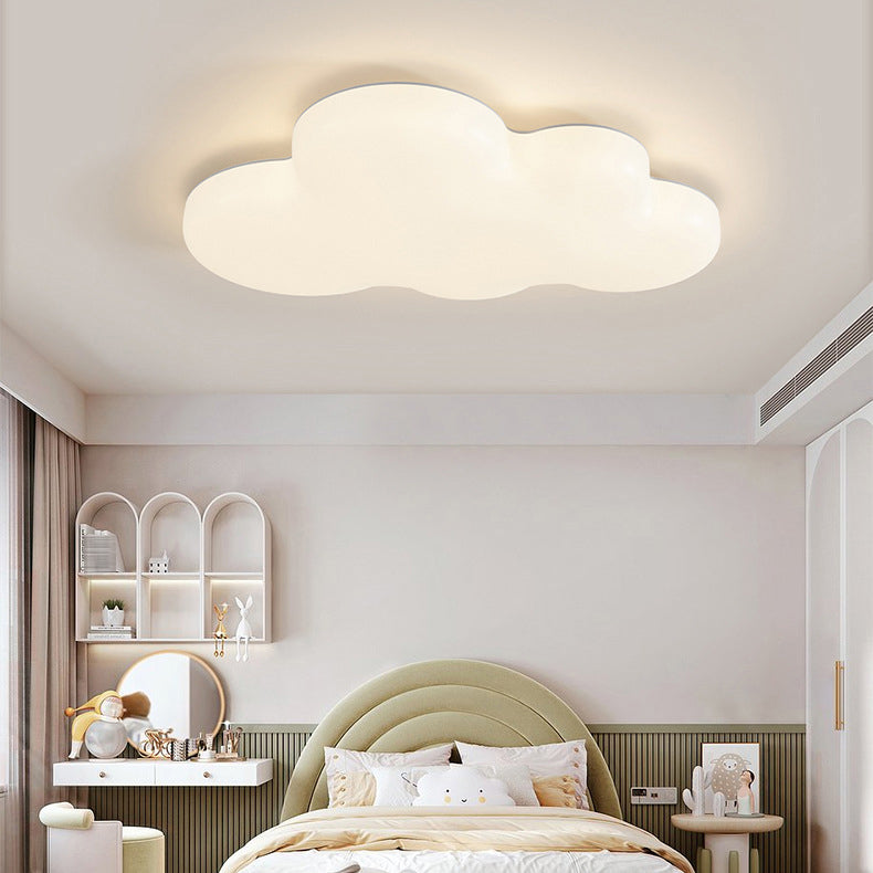 Kids Flush Mount Cloud Metal Ceiling Mounted Fixture in White for Bedroom