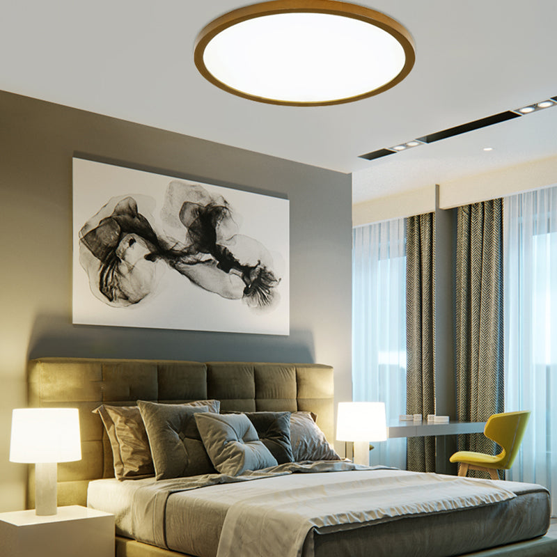 LED Ceiling Light Wooden Ceiling Mount Light with Acrylic Shade for Bedroom