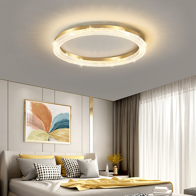 Single White/Golden Flush Mount Lighting Round Ceiling Light for Bedroom