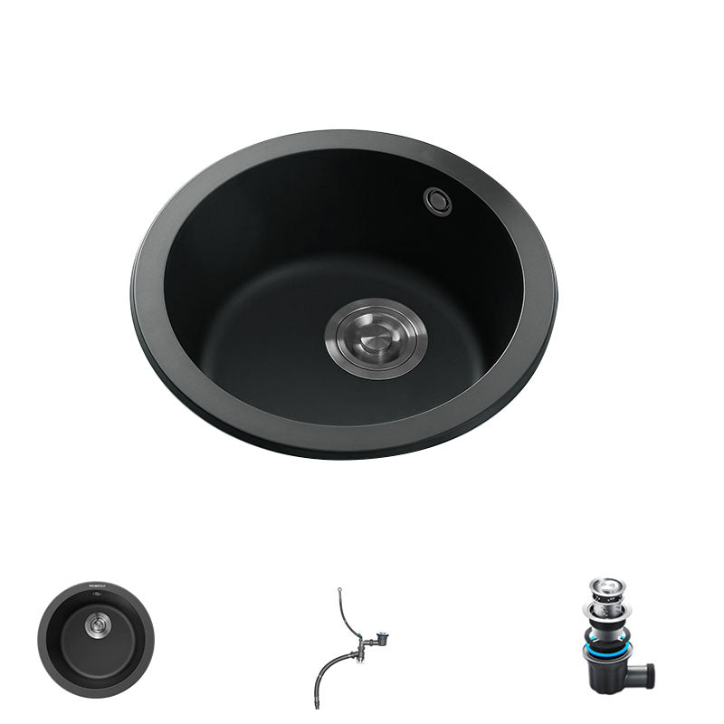 Quartz Kitchen Sink Round Single Basin Kitchen Sink with Drain Assembly