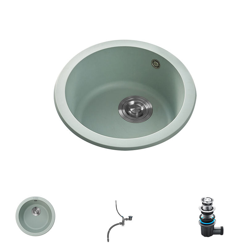 Quartz Kitchen Sink Round Single Basin Kitchen Sink with Drain Assembly