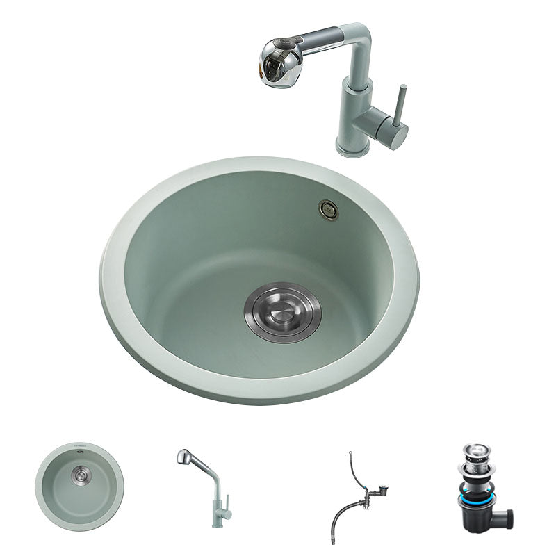 Quartz Kitchen Sink Round Single Basin Kitchen Sink with Drain Assembly