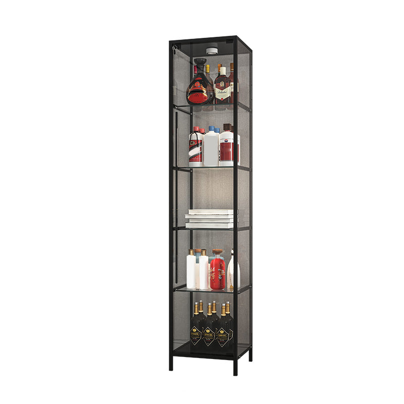 Modern Curio Cabinet Metal Storage Cabinet with Lighting for Living Room