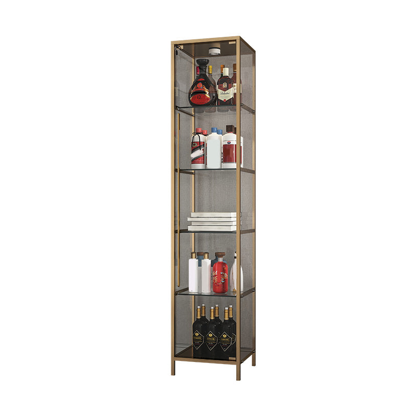 Modern Curio Cabinet Metal Storage Cabinet with Lighting for Living Room