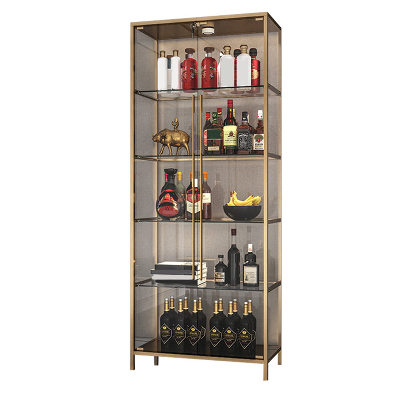 Modern Curio Cabinet Metal Storage Cabinet with Lighting for Living Room