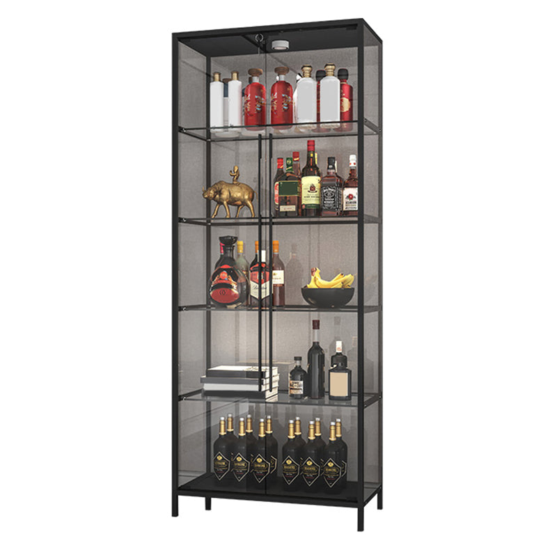 Modern Curio Cabinet Metal Storage Cabinet with Lighting for Living Room