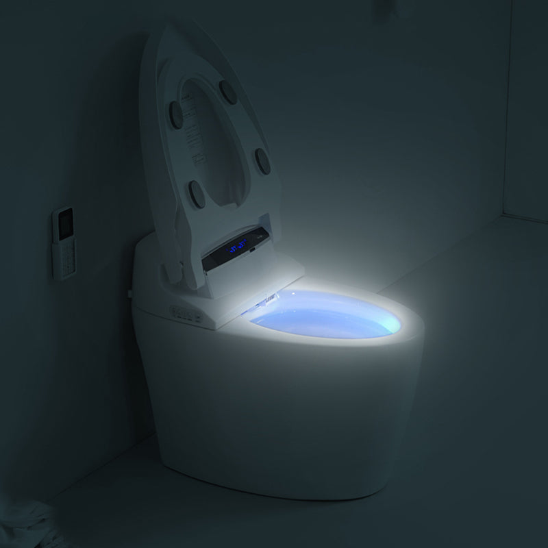 20" H Elongated Floor Mount Bidet Antimicrobial Smart Bidet Toilet Seat in White