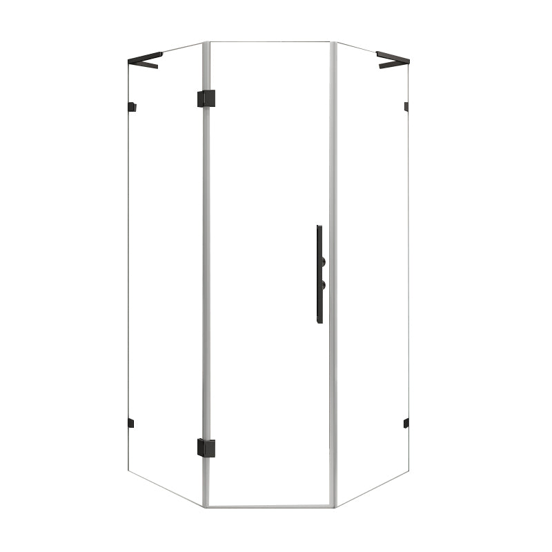 Semi Frameless Shower Door Hinged Tempered Glass Shower Door in Black