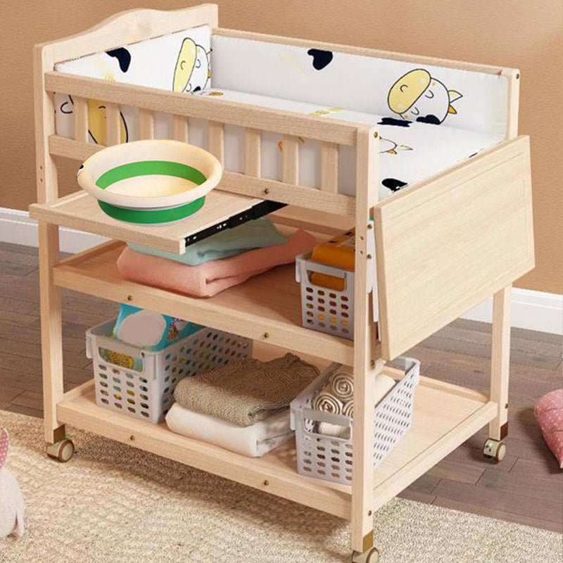 Wooden Baby Changing Table Modern Changing Table with Shelf and Changing Pad
