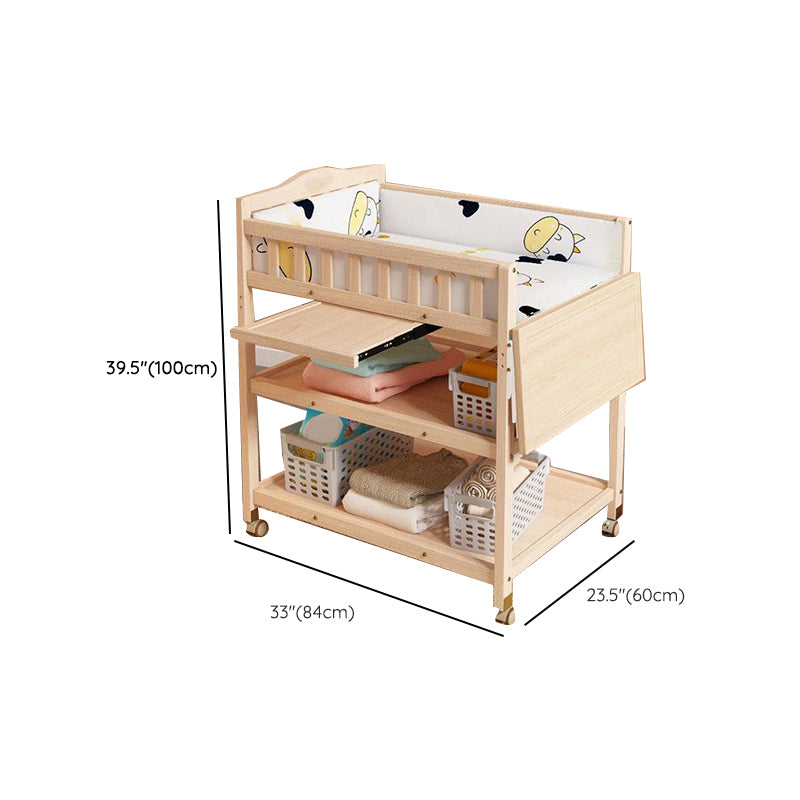 Wooden Baby Changing Table Modern Changing Table with Shelf and Changing Pad